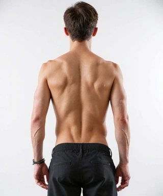 Vorher Bild einer Person mit geringer Muskeldefinition